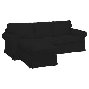   3 személyes Ektorp kanapéhuzat bal oldali fekvőfotellal - MV fekete