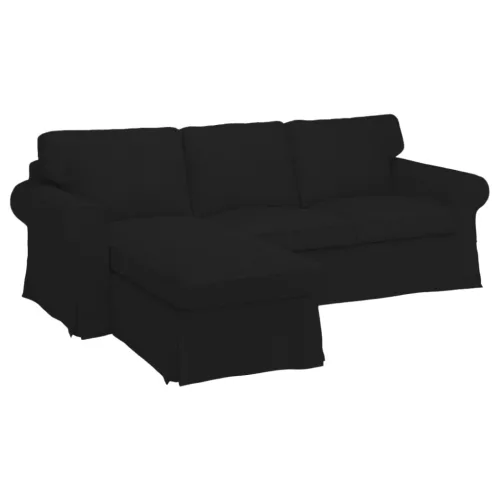 3 személyes Ektorp kanapéhuzat bal oldali fekvőfotellal - MV fekete